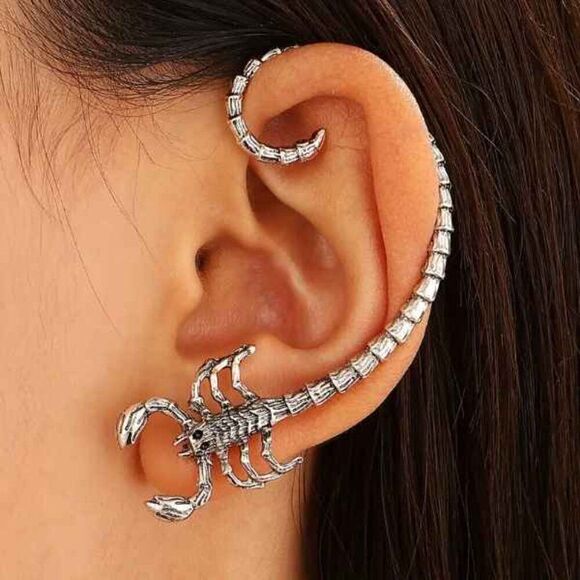 Scorpion Stainless Steel Ear Climber Ear Hugger Ear Jacket Stud Earrings - Picture 6 of 7